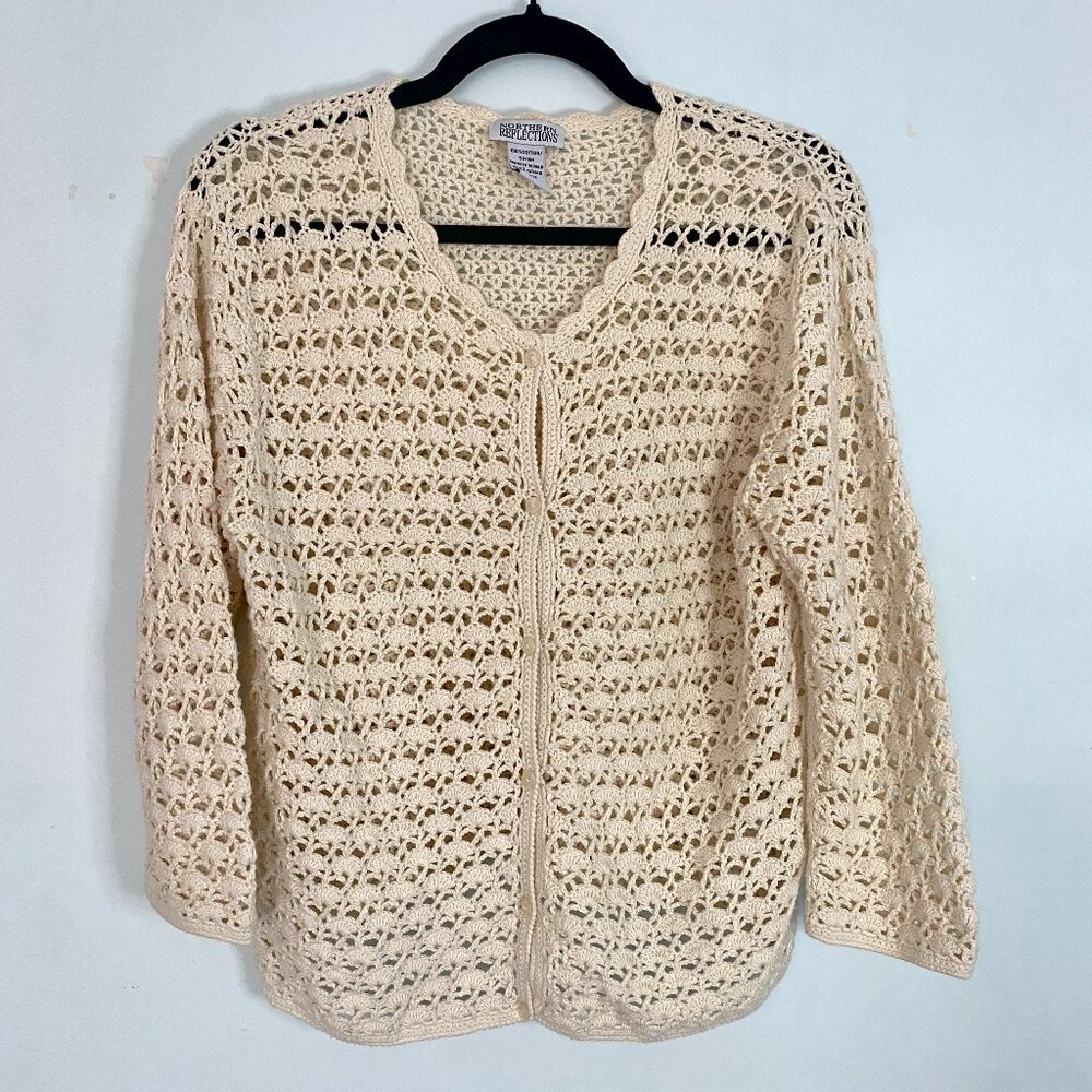 Northern Reflections Cream Crochet Openwork Cardigan - Picture 2 of 13